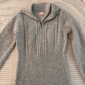 Pink Lily Light Gray Cable Knit Long Sleeve Dress